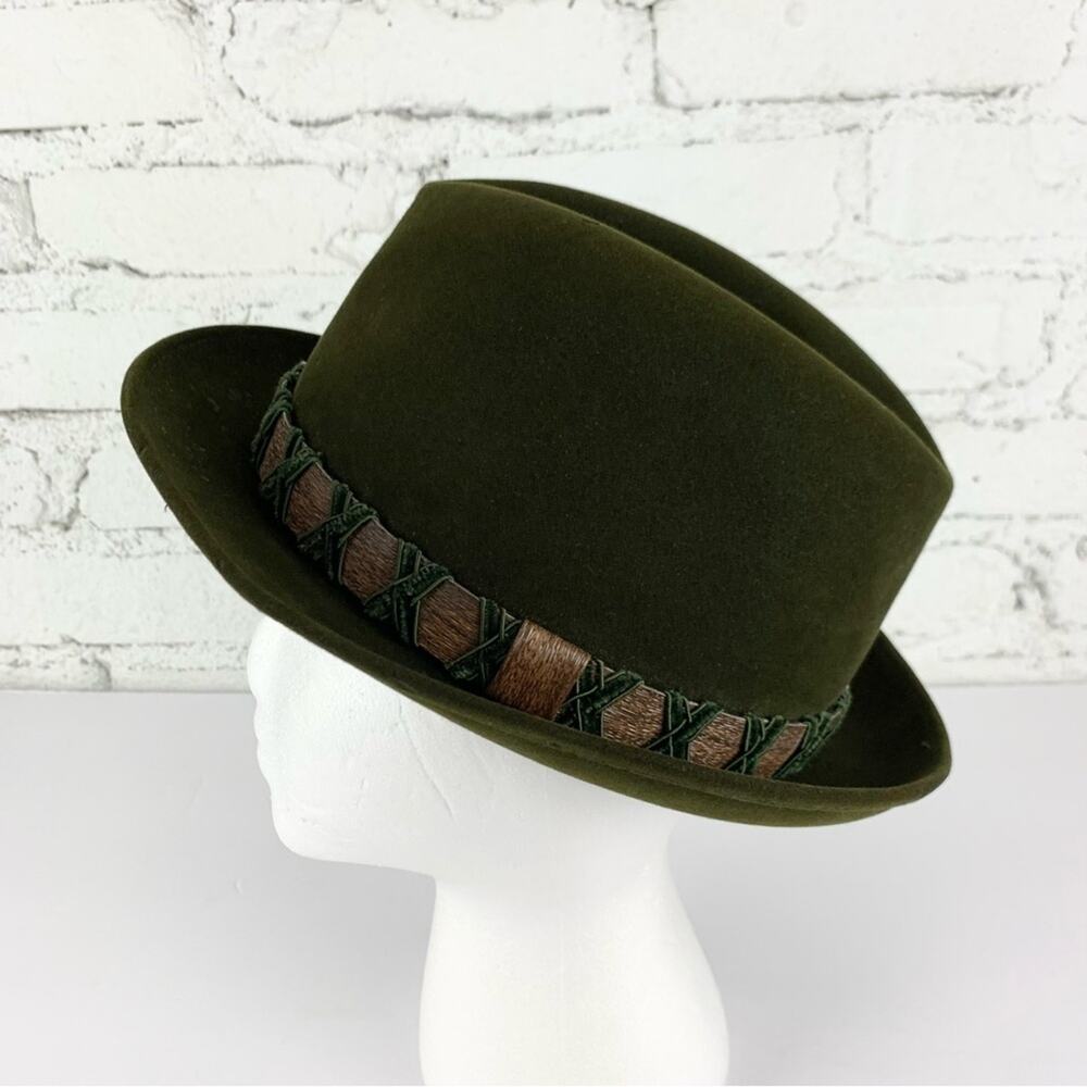Dobbs Green Wool Fedora Hat Gano-Downs Denver Vintage 60s 70s Size 7